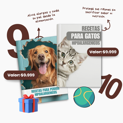 +450 Recetas Naturales para Perros y Gatos +15 BONOS de REGALO 🎁