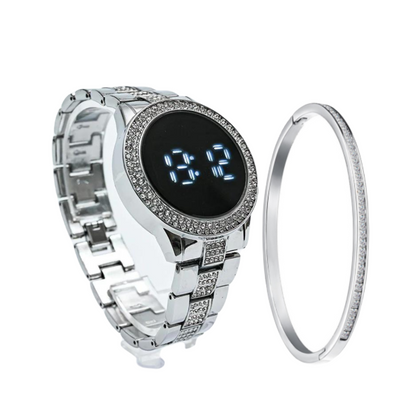 Set 2 en 1 Reloj Montré 360 Acero inoxidable Digital, Mas Pulsera de Obsequio